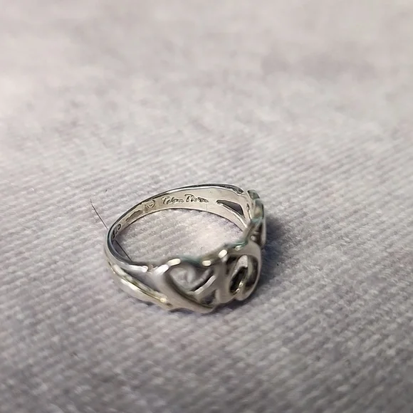 Tiffany & Co. Sterling Silver Triple Heart Paloma Picasso Ring Sz. 4.5 - Picture 7 of 8